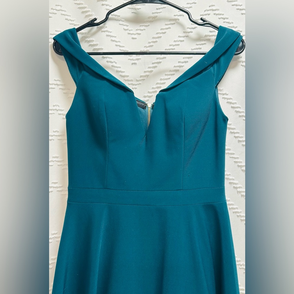 Xscape Teal Off the Shoulder Dress Size 4